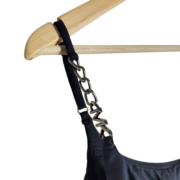 MICHAEL Michael Kors Black Logo Chain One Shoulder Tankini Swim Top Size Small - Picture 5 of 9